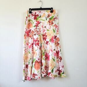 Per Una Floral Linen Bias Cut Flare Skirt